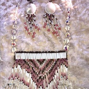 90s Indian Beads Necklace Earrings Aurora Pearls